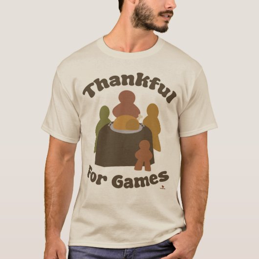 Dankbaar voor Games Thanksgiving Boardgame Slogan T-shirt (Voorkant)