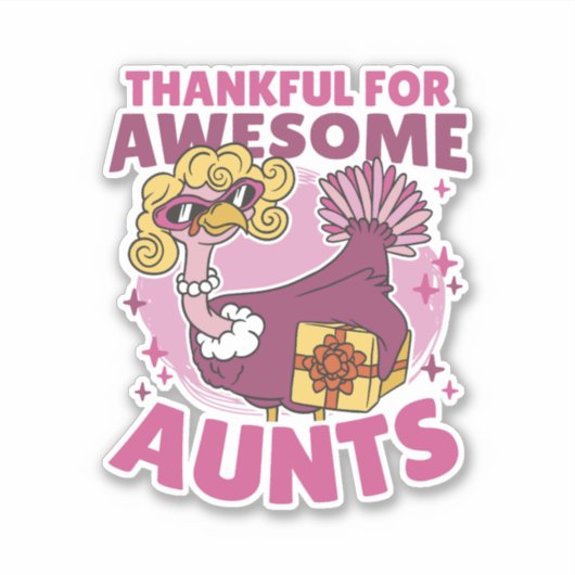 DANKBAAR VOOR GEWELDIGE TANTES BLOND TURKIJE THANK STICKER (Voorkant)