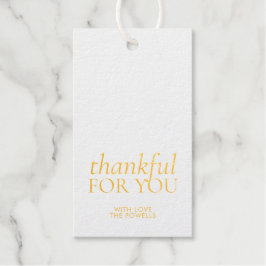Dankbaar voor je Elegant Thanksgiving Gold Foil Cadeaulabels