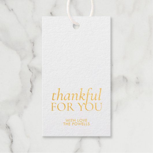 Dankbaar voor je Elegant Thanksgiving Gold Foil Cadeaulabels (Voorkant)