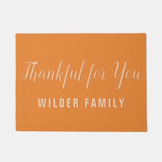 Dankbaar voor je familienaam Oranje Herfst deurmat (Voorkant)