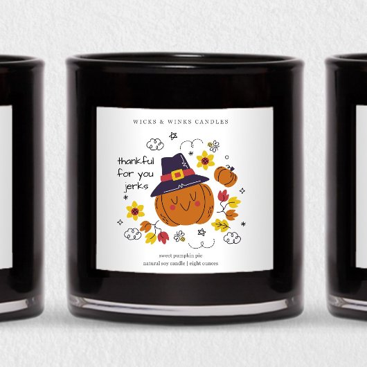 Dankbaar voor je Funny Thanksgiving Candle Label