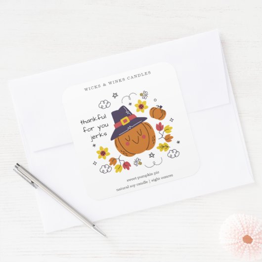 Dankbaar voor je Funny Thanksgiving Candle Label (Envelop)