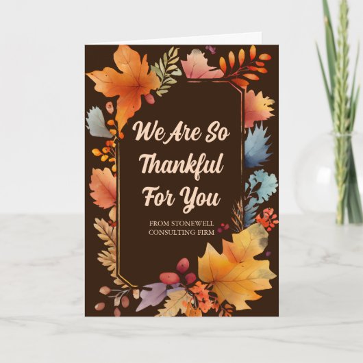 Dankbaar voor je vertrek van de Thanksgiving Kaart (Voorkant)