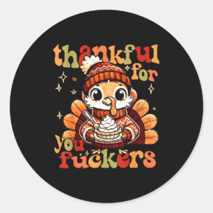 Dankbaar Voor Jou Forers Thanksgiving Kalkoen Pomp Ronde Sticker