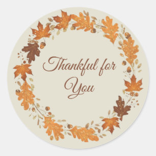 Dankbaar Voor Jou Herfst Dank Kaarten Ronde Sticker