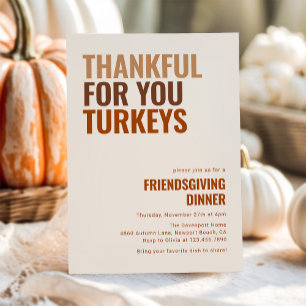 Dankbaar Voor Jou Kalkoenen Friendsgiving Diner Kaart