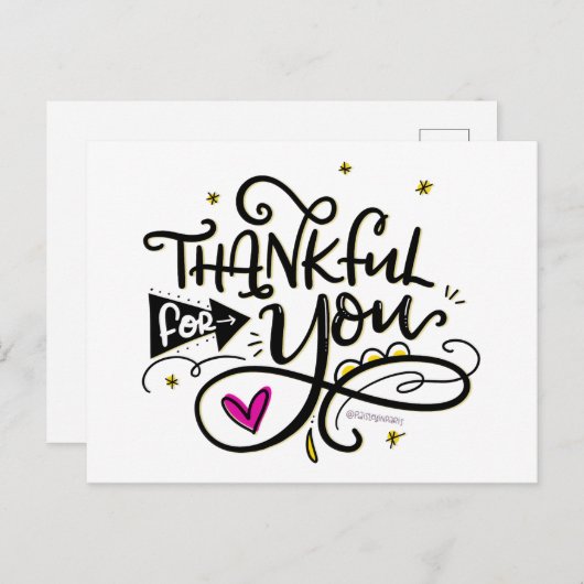 Dankbaar voor jou, met de hand geschreven briefkaart (Voorkant / Achterkant)