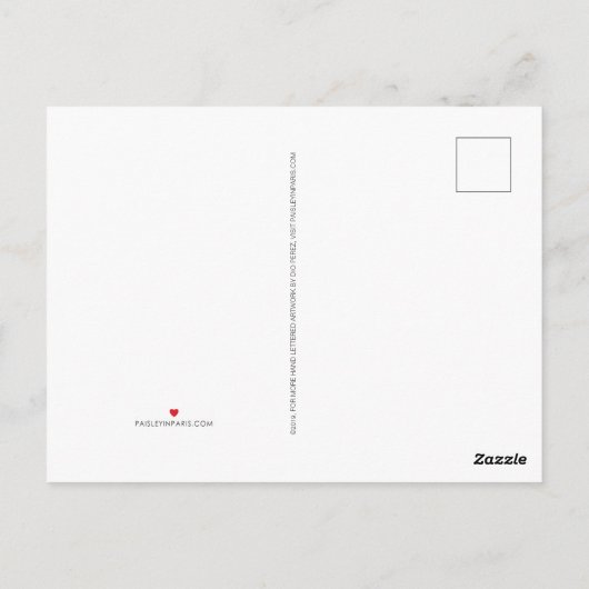 Dankbaar voor jou, met de hand geschreven briefkaart (Achterkant)