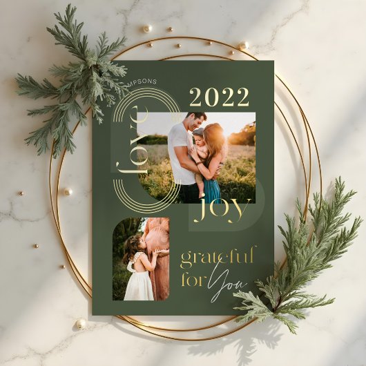 Dankbaar Voor Jou Moderne Geometrische Boog Twee F Folie Feestdagenkaart