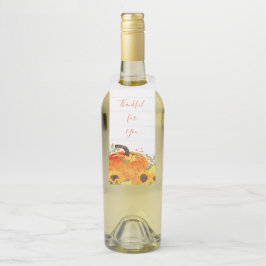 Dankbaar voor Jou Thanksgiving Fles Hanger Label