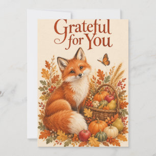 Dankbaar voor Jou Vos Oogst Thanksgiving Kaart