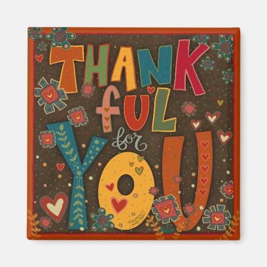 Dankbaar voor jullie Folk Whimsical Inspirivity Magneet (Voorkant)