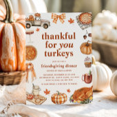 Dankbaar voor kalkoenen Herfst Friendsgiving Diner Kaart