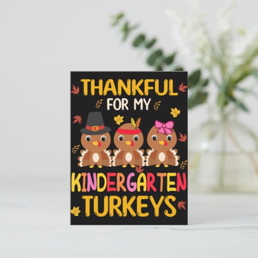 Dankbaar voor mijn kalkoenen uit de kleuterklas Th Briefkaart (Staand voorkant)