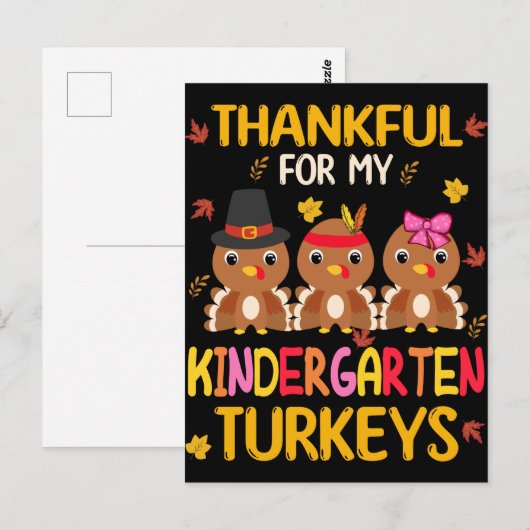 Dankbaar voor mijn kalkoenen uit de kleuterklas Th Briefkaart (Voorkant / Achterkant)