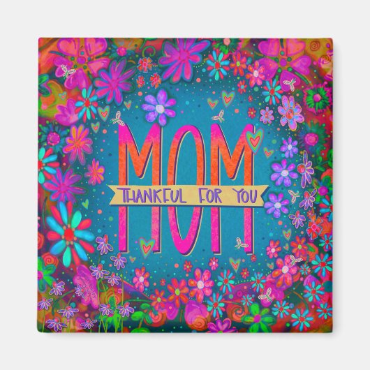 Dankbaar voor Moeder Floral Inspirivity  Roze Magneet (Voorkant)