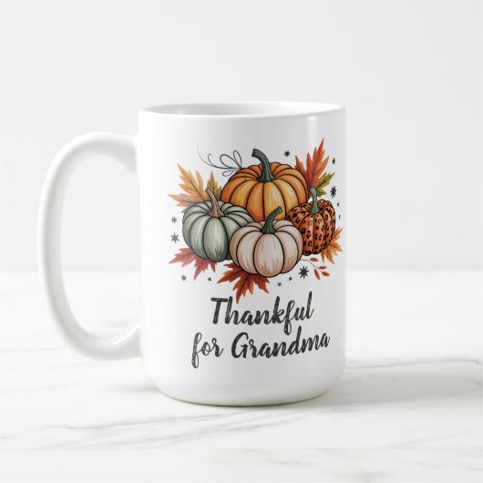 Dankbaar voor oma Thanksgiving Pumpkins Koffiemok (Links)