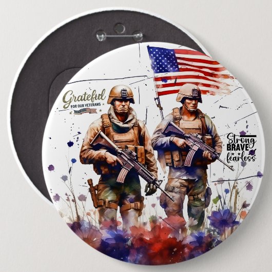 Dankbaar voor onze veteranen ronde button 6,0 cm (Voorkant /achterkant)