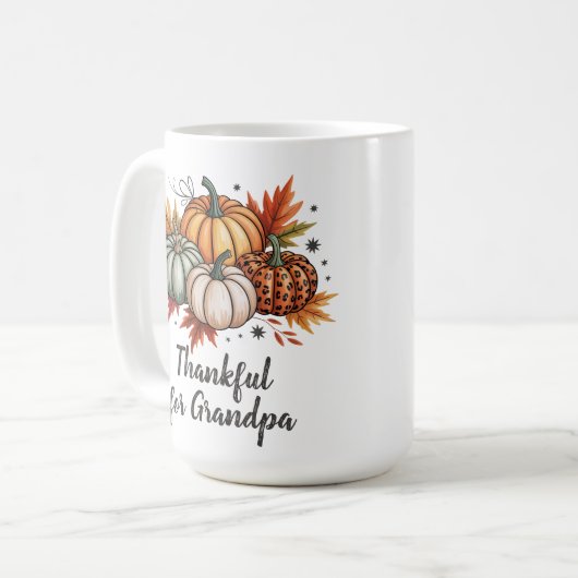 Dankbaar voor opa Thanksgiving Pumpkins Koffiemok (Voorkant links)