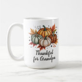 Dankbaar voor opa Thanksgiving Pumpkins Koffiemok (Links)