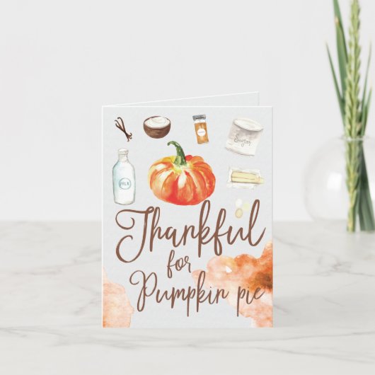 Dankbaar voor Pumpkin Pie Modern Waterverf Feestdagen Kaart (Voorkant)