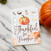 Dankbaar voor Pumpkin Pie Modern Waterverf Feestdagen Kaart