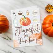 Dankbaar voor Pumpkin Pie Modern Waterverf Feestdagen Kaart