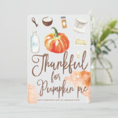 Dankbaar voor Pumpkin Pie Modern Waterverf Feestdagenkaart (Staand voorkant)
