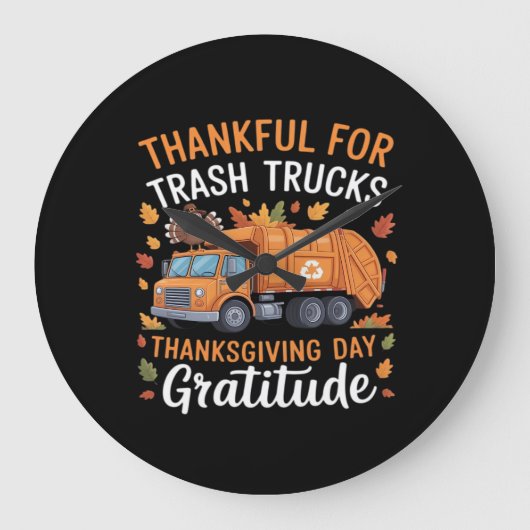 Dankbaar voor Recyclen Truck Thanksgiving Day Garb Grote Klok (Voorkant)