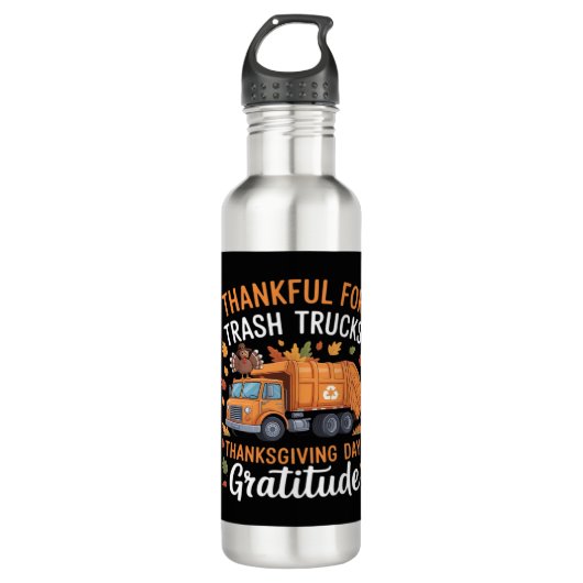 Dankbaar voor Recyclen Truck Thanksgiving Day Garb Waterfles (Voorkant)