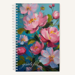Dankbaar voor roze bloemen dankbaarheidsdagboek notitieboek