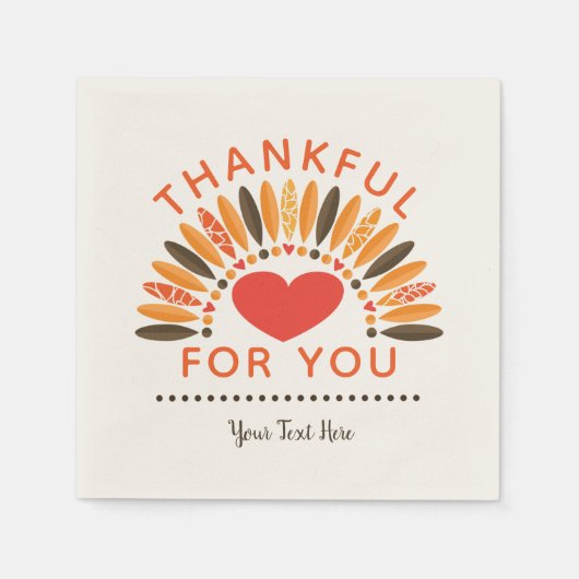 DANKBAAR VOOR U - Gepersonaliseerde Thanksgiving Servet (Voorkant)