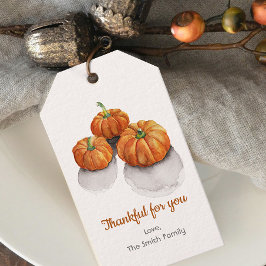 Dankbaar voor u gunst rustieke Waterverf pompoen Cadeaulabel