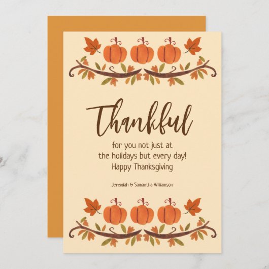 Dankbaar voor u Happy Thanksgiving vakantie Kaart (Voorkant / Achterkant)