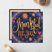 Dankbaar voor u Inspirivity Leuke kleurrijke Bedan Notitiekaartje (Voorkant / Achterkant in situ)