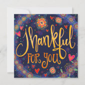 Dankbaar voor u Inspirivity Leuke kleurrijke Bedan Notitiekaartje (Voorkant)