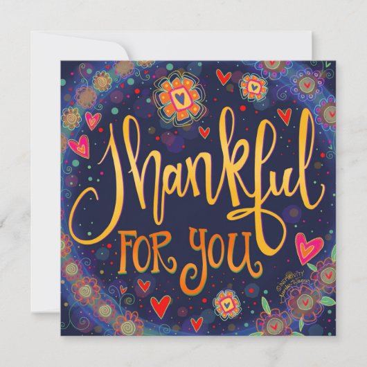 Dankbaar voor u Inspirivity Leuke kleurrijke Bedan Notitiekaartje (Voorkant)