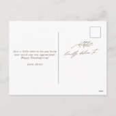 Dankbaar voor u kalligrafie & bladeren Thanksgivin Feestdagenkaart (Achterkant)