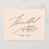 Dankbaar voor u kalligrafie & bladeren Thanksgivin Feestdagenkaart (Voorkant)