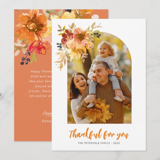 Dankbaar voor u, Thanksgiving foto wenskaart Bedankkaart (Voorkant / Achterkant)