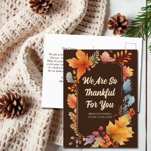 Dankbaar voor uw zaken Thanksgiving-bladeren Briefkaart