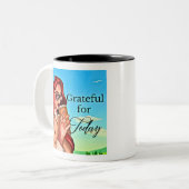 Dankbaar voor vandaag - Leuke en Motivatie offerte Tweekleurige Koffiemok (Voorkant links)