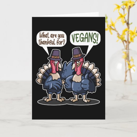 Dankbaar Voor Veganisten Grappige Kalkoen Kerstges Kaart (Gele Bloem)
