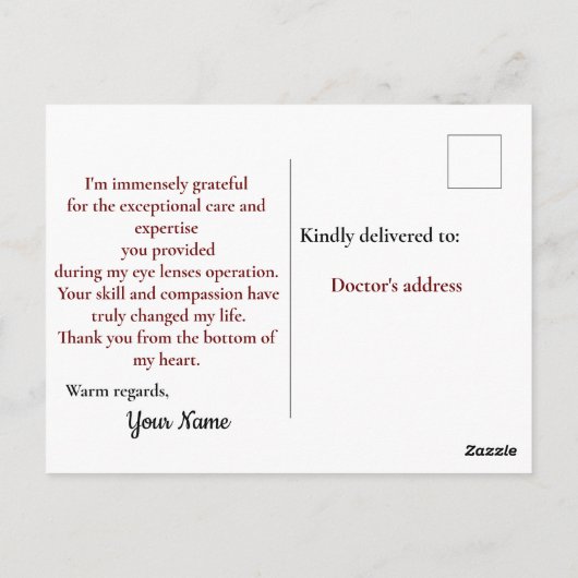 Dankbaar voor Visionaire Oogchirurg Briefkaart (Achterkant)
