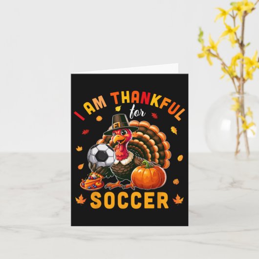 Dankbaar voor voetbal Thanksgiving Turkije Matchin Kaart (Gele Bloem)