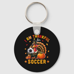 Dankbaar voor voetbal Thanksgiving Turkije Matchin Sleutelhanger