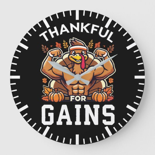 Dankbaar voor winst - Funny Thanksgiving Gym Grote Klok (Voorkant)