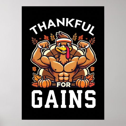 Dankbaar voor winst - Funny Thanksgiving Gym Poster (Voorkant)
