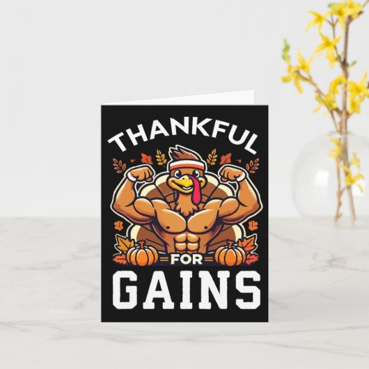 Dankbaar voor winsten - Thanksgiving Funny Gym Wor Kaart (Gele Bloem)